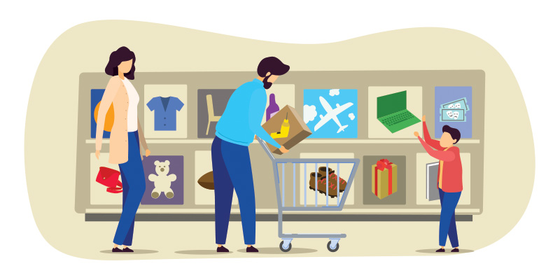 family shopping illustration